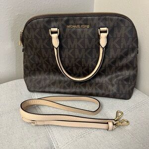 Michael Kors Dark Brown and Cream Satchel